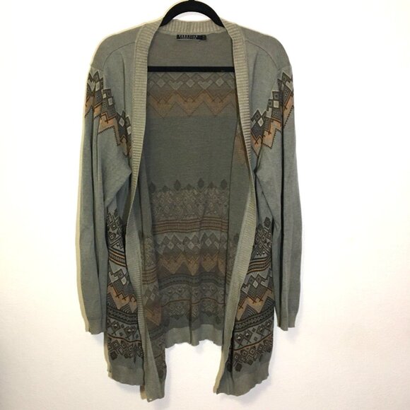 Peruvian Connection Open Front Cardigan Sweater Aztec (T5) - Picture 5 of 16